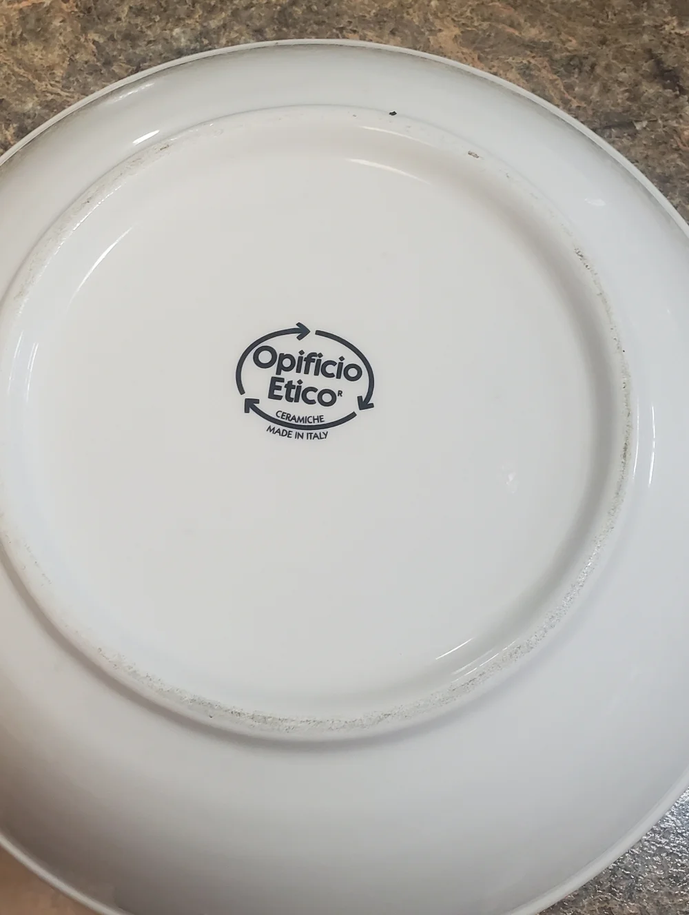 OPIFICIO ETICO PASTA DISH. MADE IN ITALY. 12.5 WIDE. YELLOW BLUE CERAMIC
